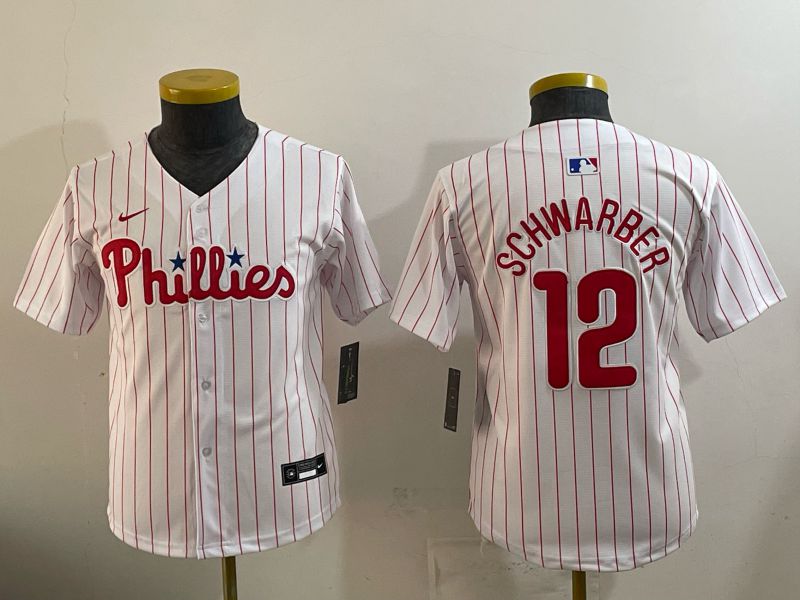 Youth 2026 Philadelphia Phillies #12 Schwarber White Game Nike MLB Jersey style 01